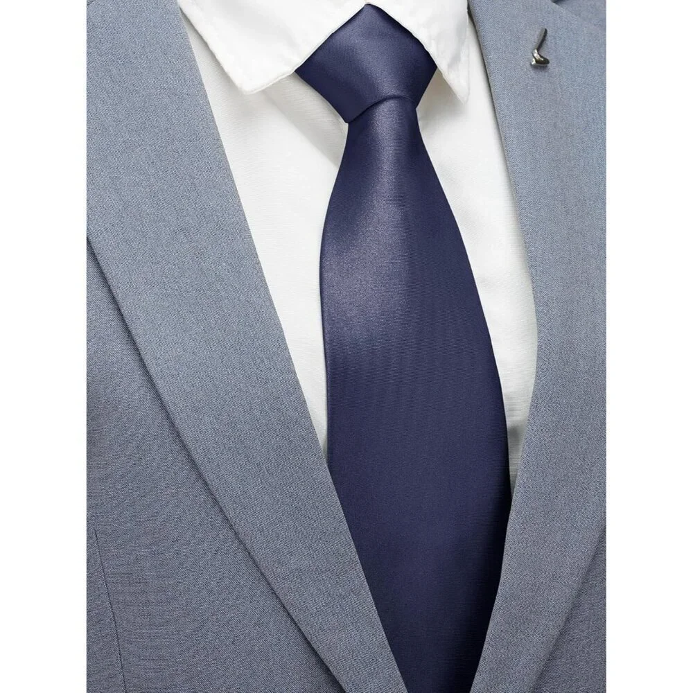Men's Navy Blue Solid Color 8 Cm (3.15in) Polyester Formal Neck Ties